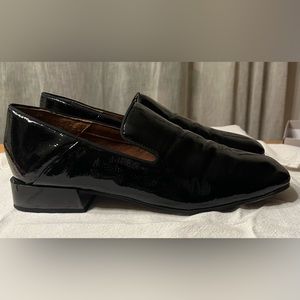 Franco Sarto L-Mercy Black patent loafer.